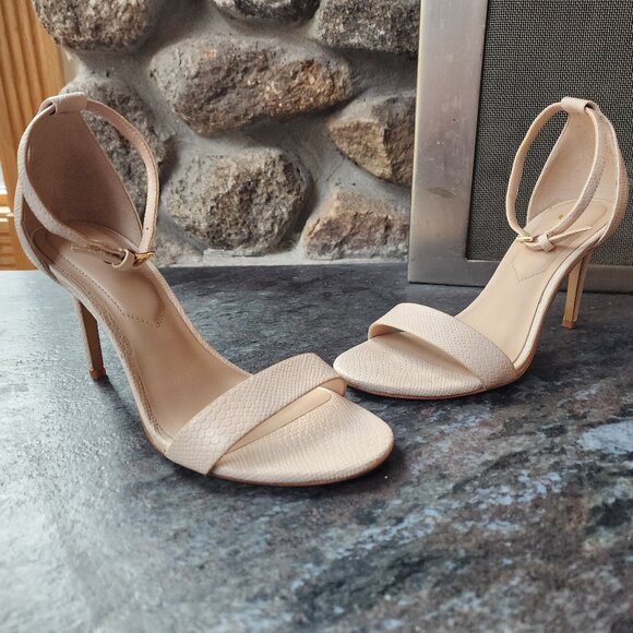 Aldo Nude Snakeskin Print Leather High Heels Size 6.5 - Picture 2 of 14